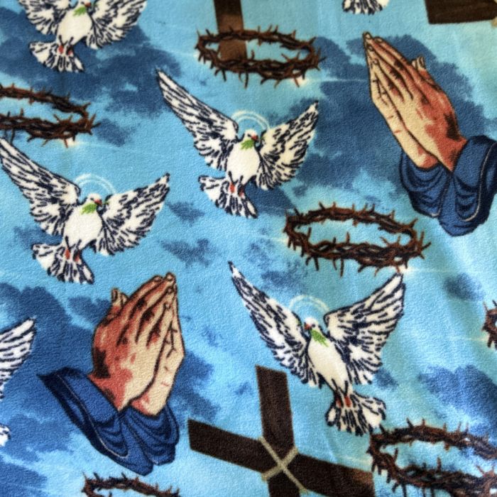 Holy Prayers for Peace Anti-Pill Premium Fleece Fabric | By The Yard