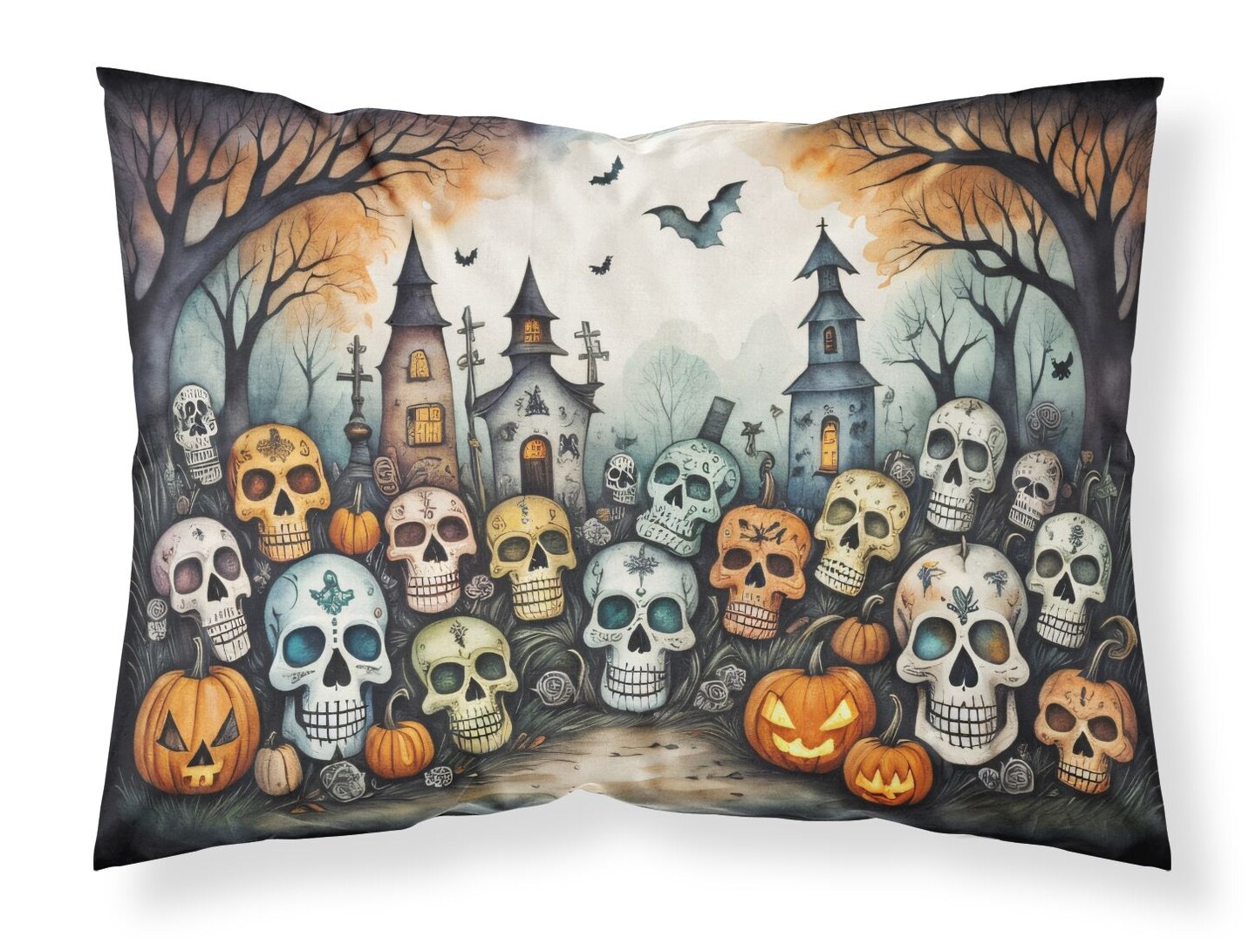 Calaveras Standard Pillowcase Spooky Halloween Multicolor 1 Piece