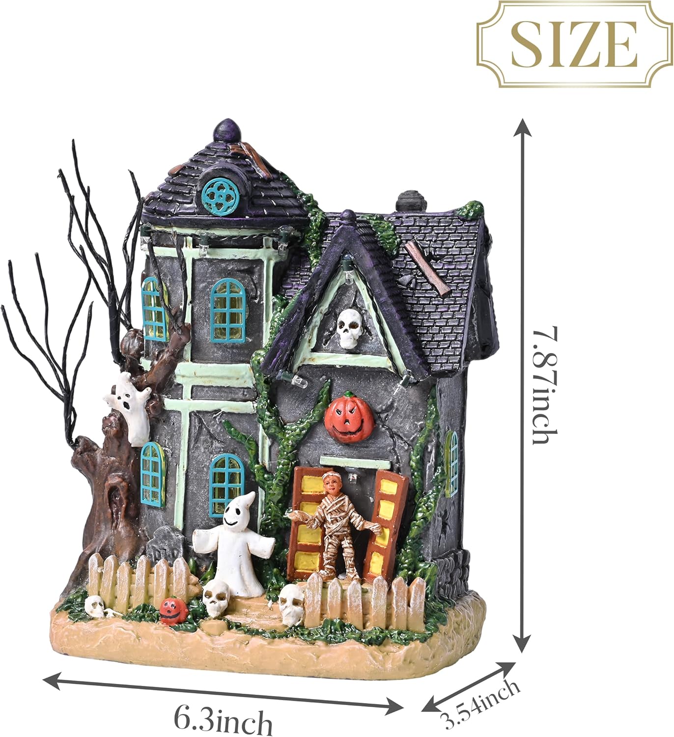 Halloween Village House Decorations with LED Lights & Music, 8