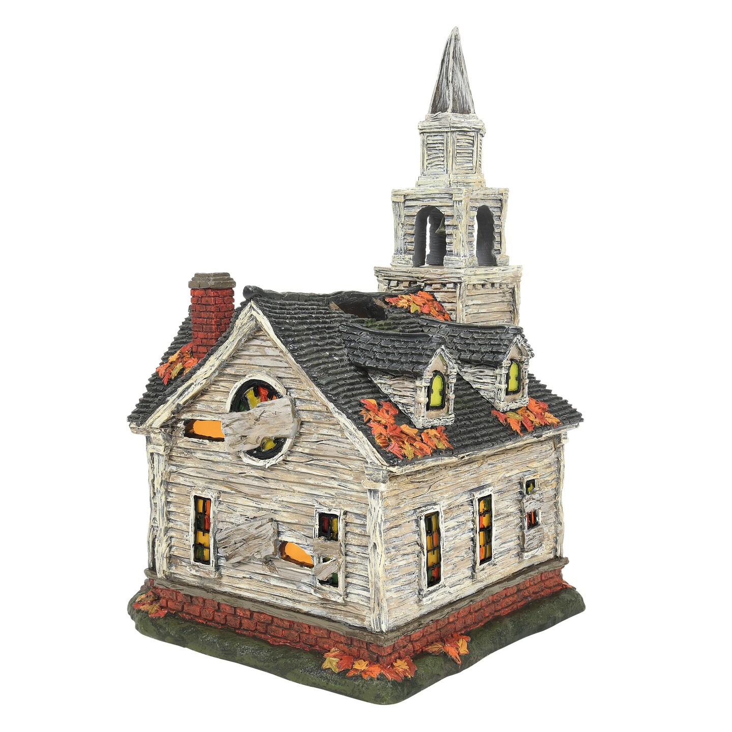 Department 56 Hot Properties Village Fallen Church of Fallwell Lit Building Figurine and Accessory Set, 2 pieces 10.7in H