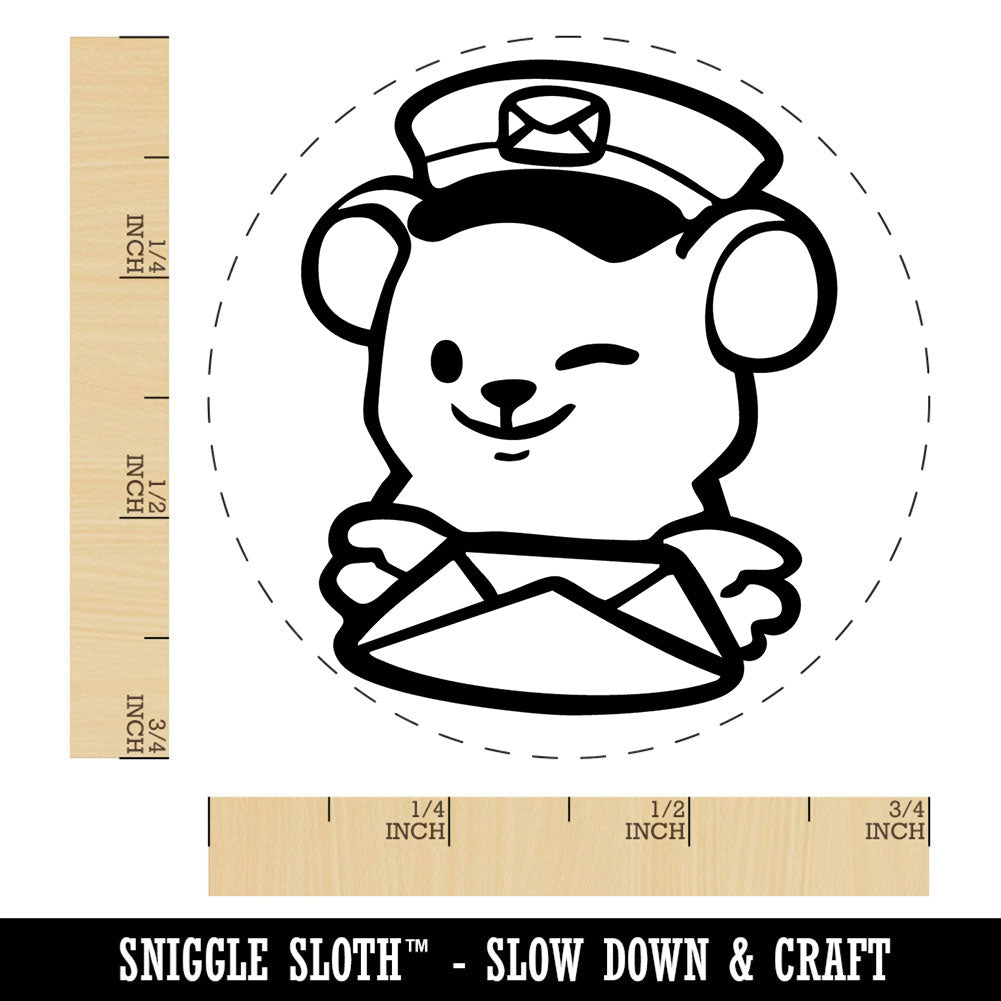 Mailman Postman Bear with Letter Cute Self-Inking Rubber Stamp for Stamping Ink Stamper Crafting Planners