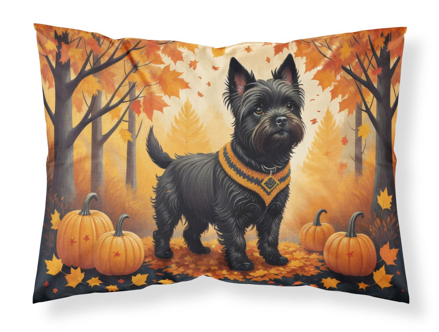 Fall Cairn Terrier Standard Pillowcase Black Lightweight Super Soft