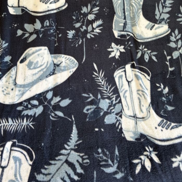 Country Cowboy Boots and Hats Anti-Pill Premium Fleece Fabric | By The Yard