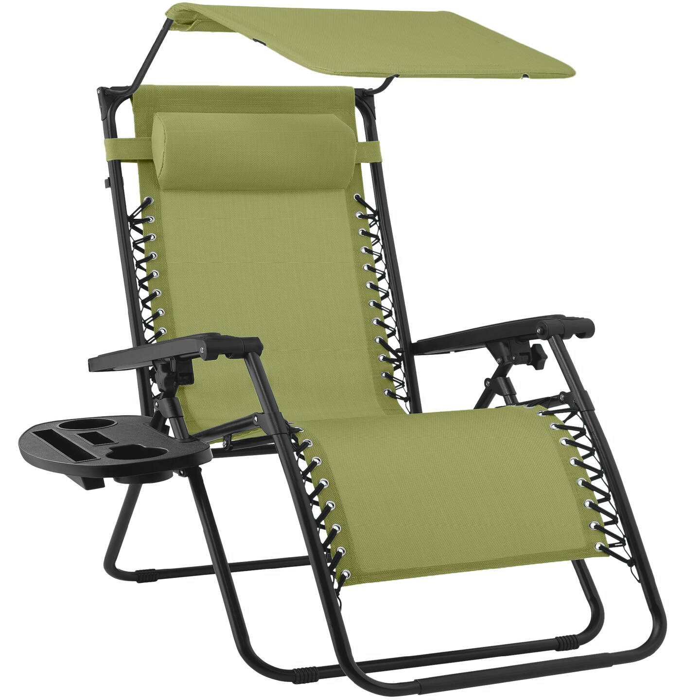 Best Choice Products Folding Zero Gravity Recliner Patio Lounge Chair w/ Canopy Shade, Headrest, Tray