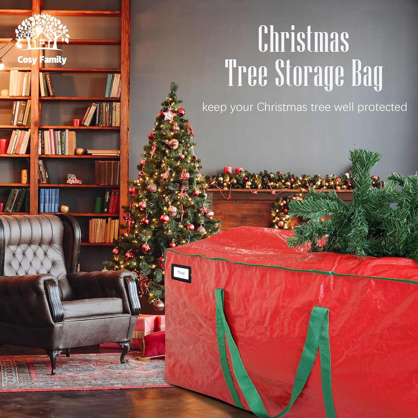 7.5 ft Christmas Tree Storage Bag (Red) 48&#x22;L x 15&#x22;W x 20&#x22;H