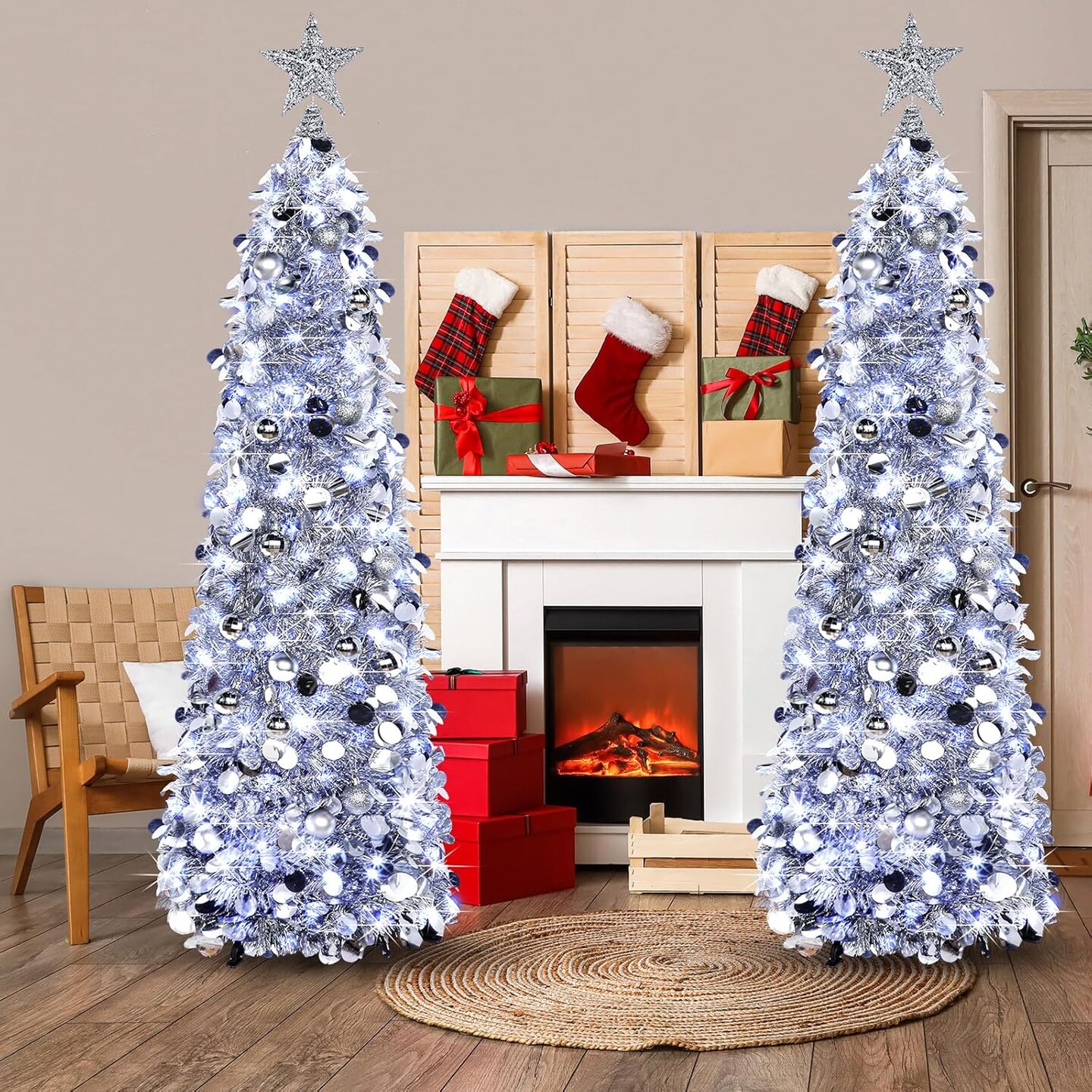3 Pcs Pop up Christmas Tree 5ft (Silver)