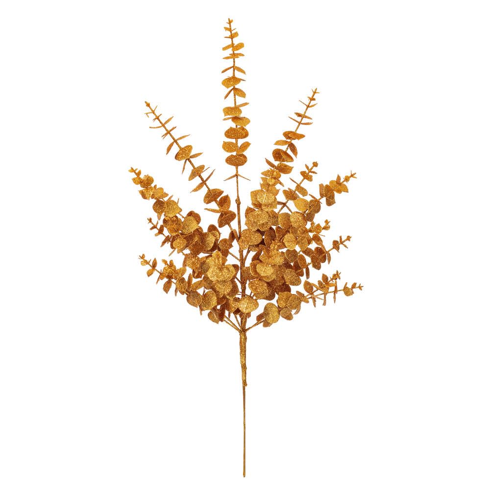 Vickerman 28" Gold Artificial Eucalyptus Glitter Spray 2 per bag.
