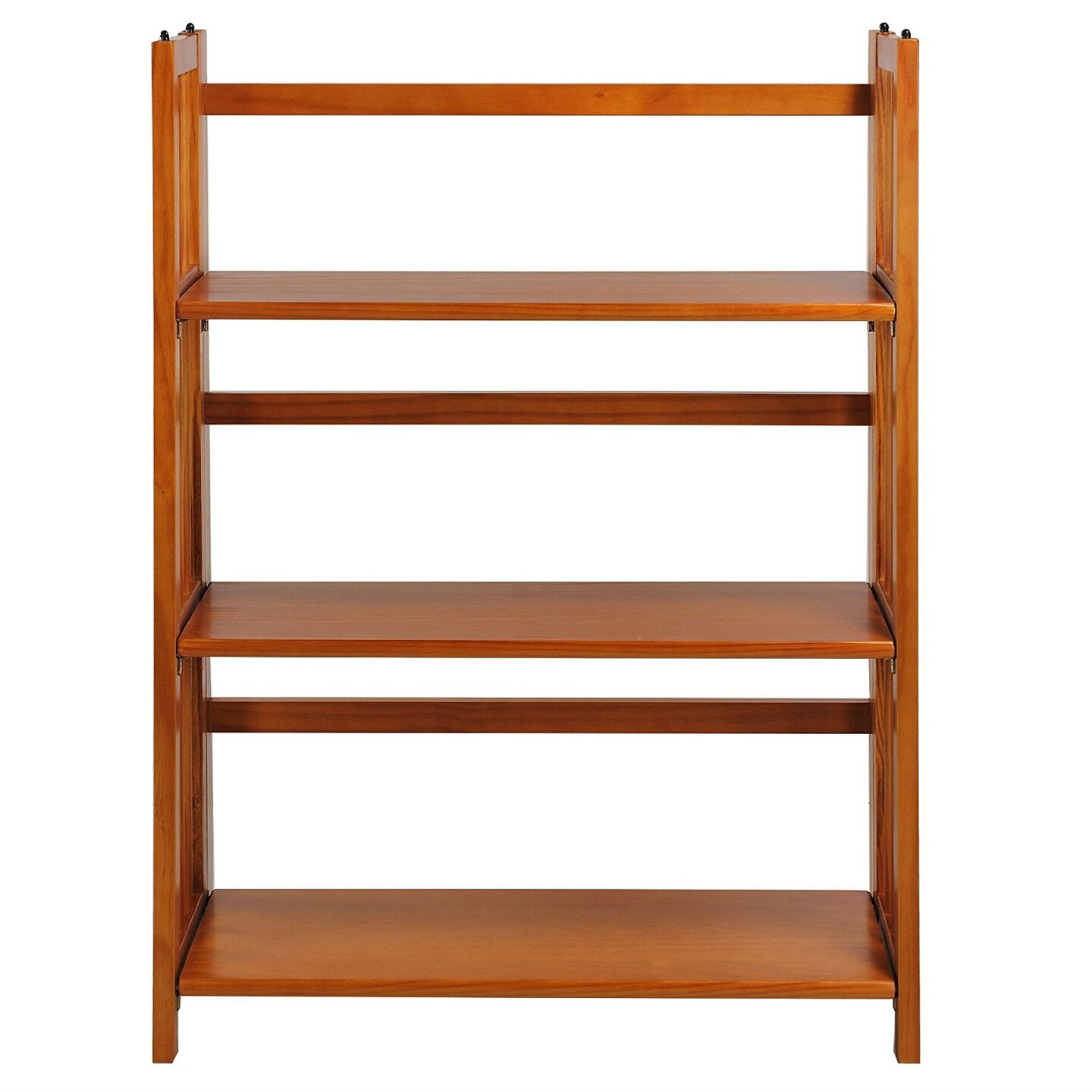 3 Shelf Solid Wood Folding Bookcase No Assembly Required for Home Office Storage and Display