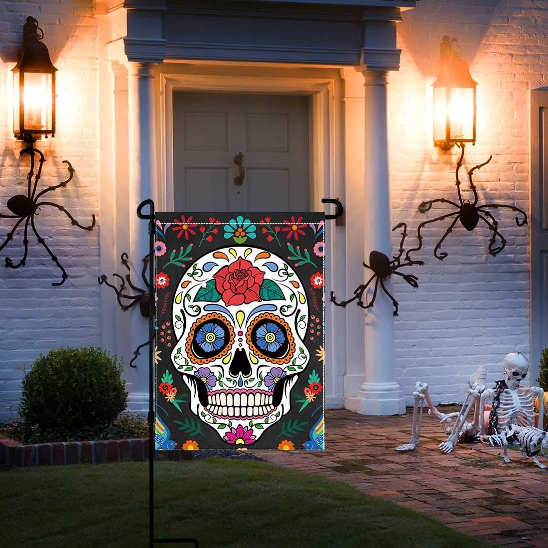Day of the Dead Garden Flag Dia DE Los Muertos Banner (Multicolor) 18"L x 12"W