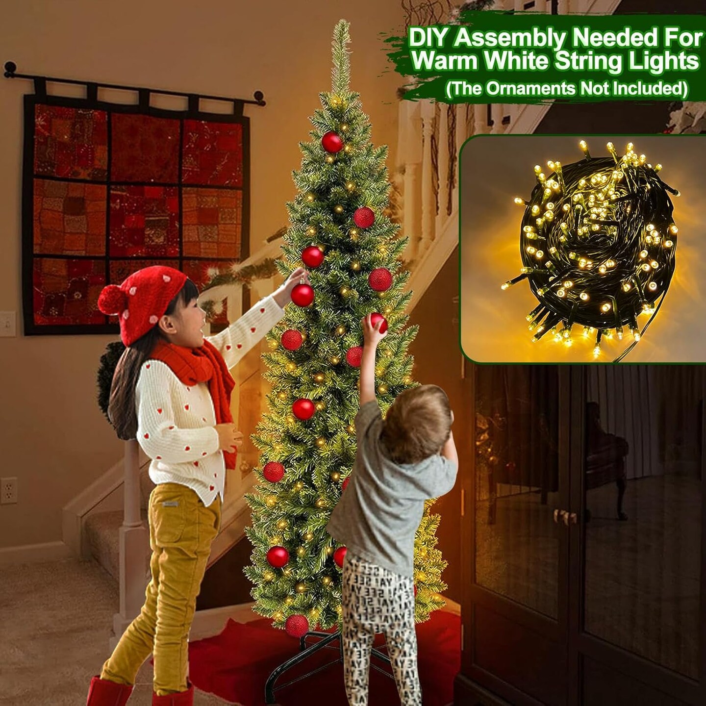 5 Ft Pencil Artificial Christmas Tree(Spruce Green)18&#x22;D x 18&#x22;W x 60&#x22;H
