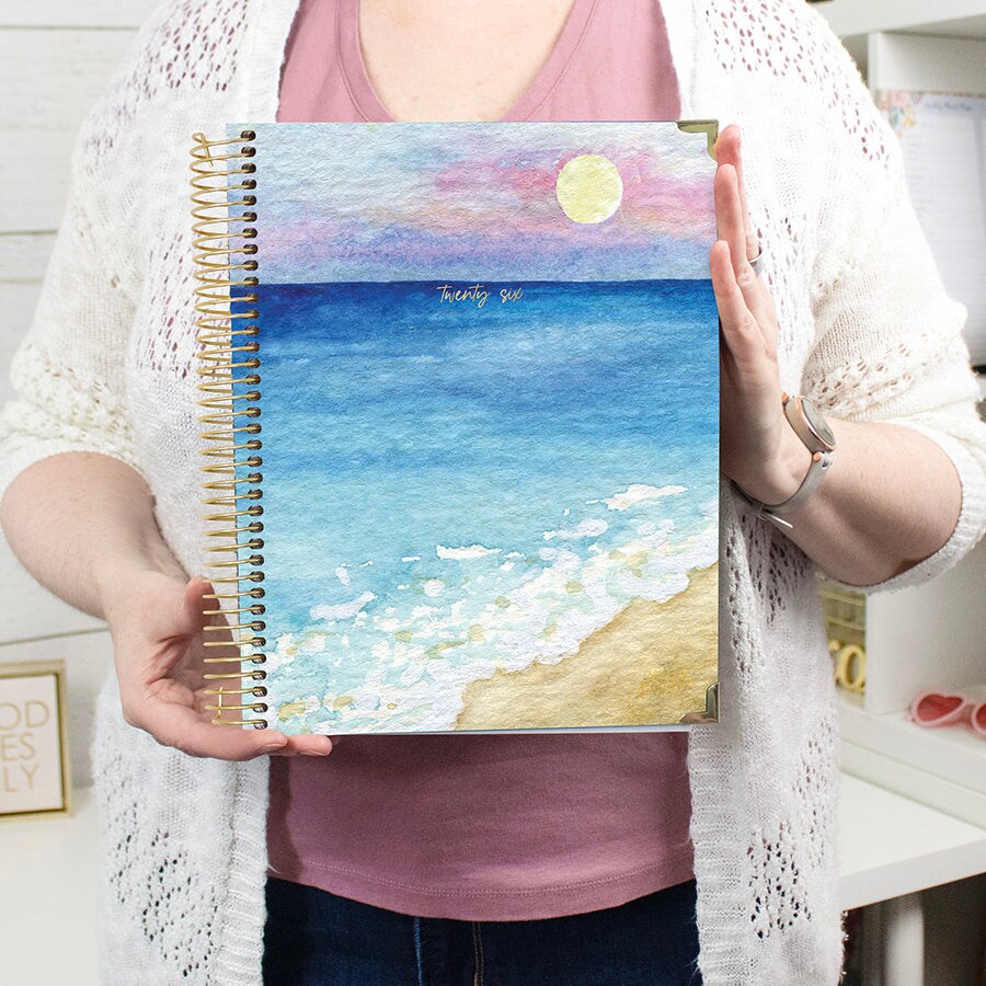 bloom daily planners 2026 Hard Cover Weekly &#x26; Monthly Planner, 8.5&#x22; x 11&#x22;, Coastal Calm