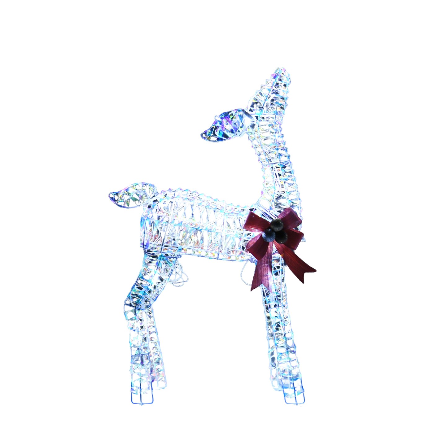 PVC Iridescent Striped Braided Reindeer Set of 3 With LED Lights Holiday Decoration 52 Inch 46 Inch &#x26; 29 Inch