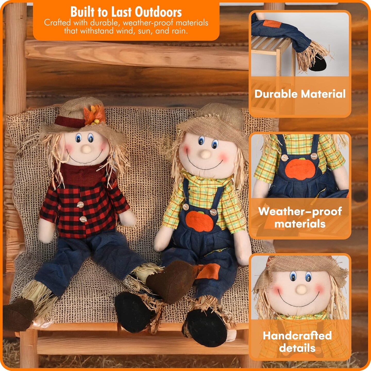 Outdoor Scarecrows Life Size (Set of 2, 12&#x22; x 38&#x22;)