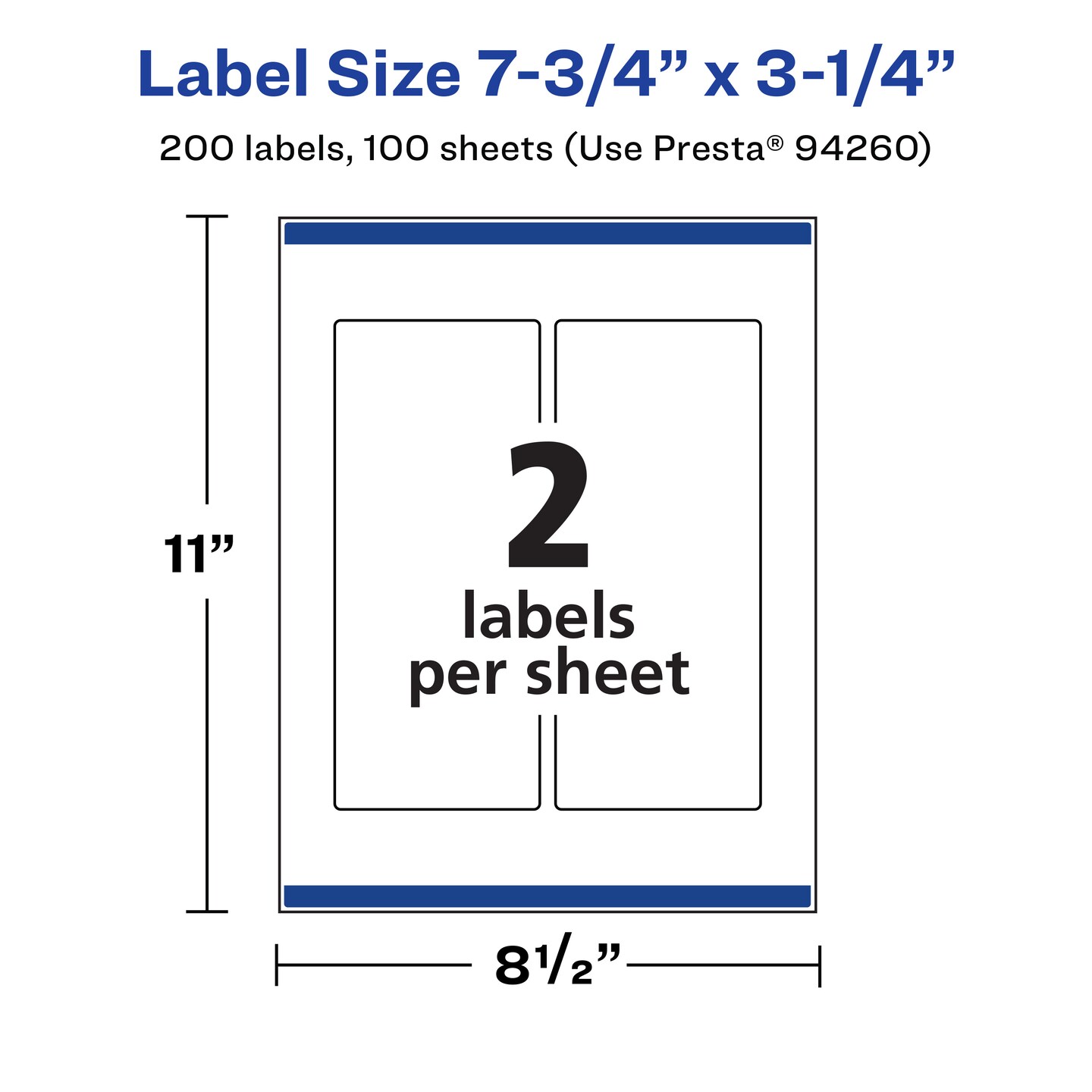 Avery Matte White Removable Rectangle Labels with Sure Feed Technology, Print-to-the-Edge, 7.75" x 3.25"