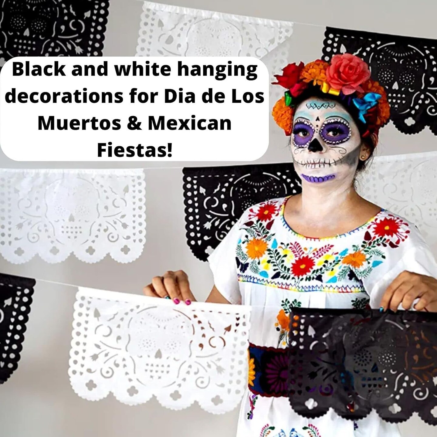 Dia de Los Muertos Decorations (White Black)