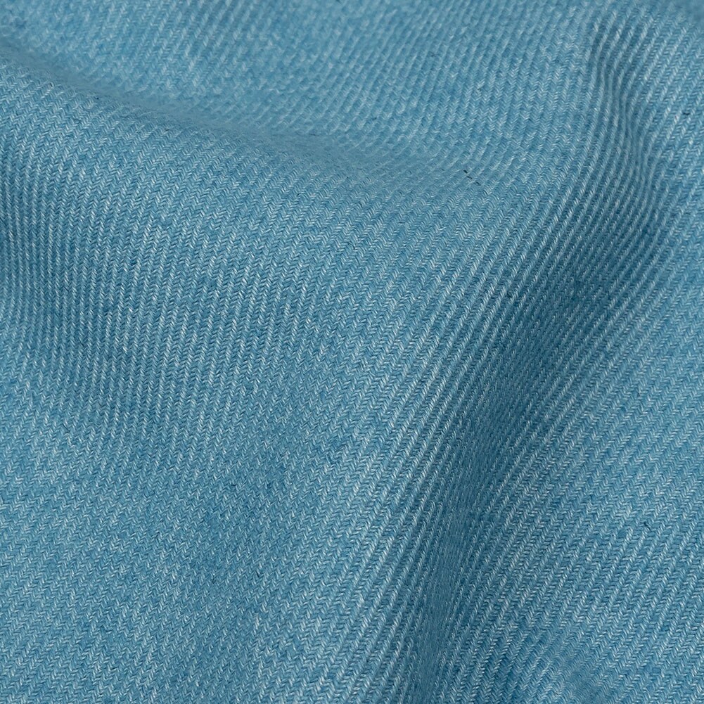 1 Yard Cool Blue Heathered Linen Cotton and Polyester Twill Fabric