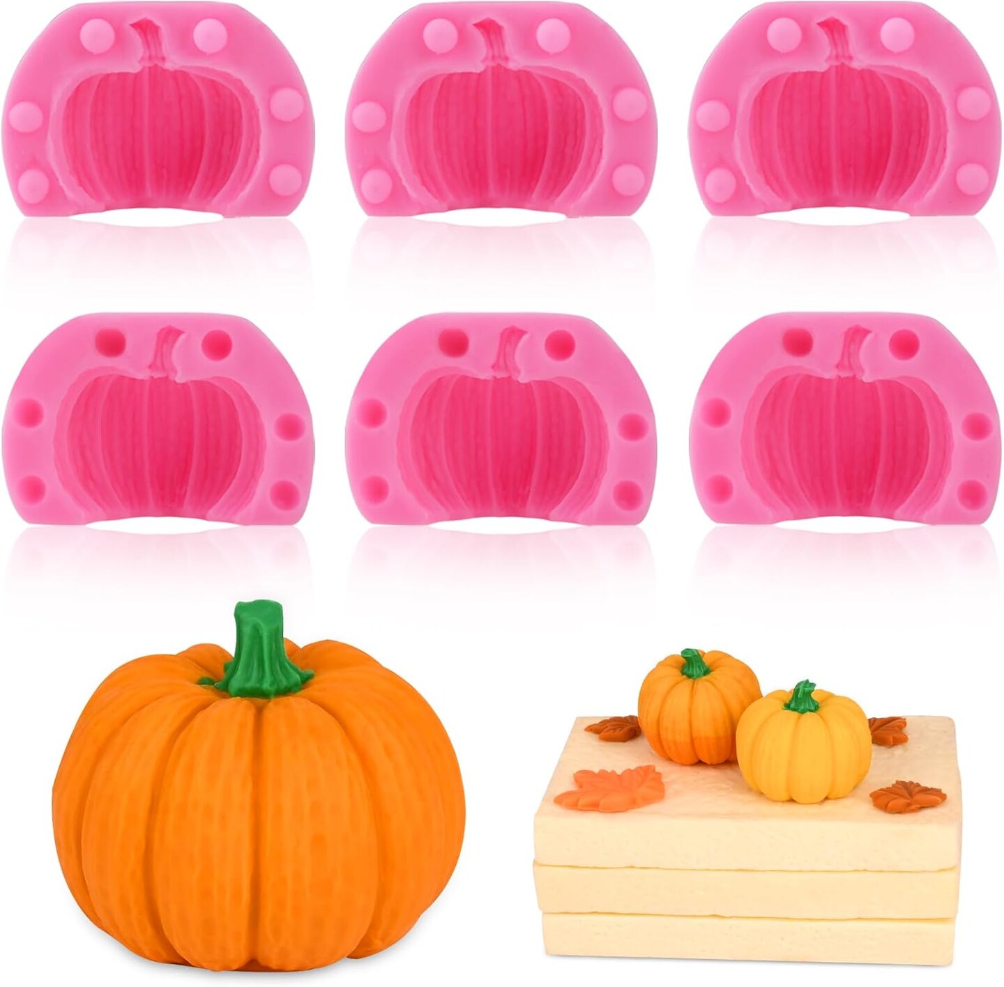 6 Pcs 3D Silicone Half Candy Pumpkin Molds