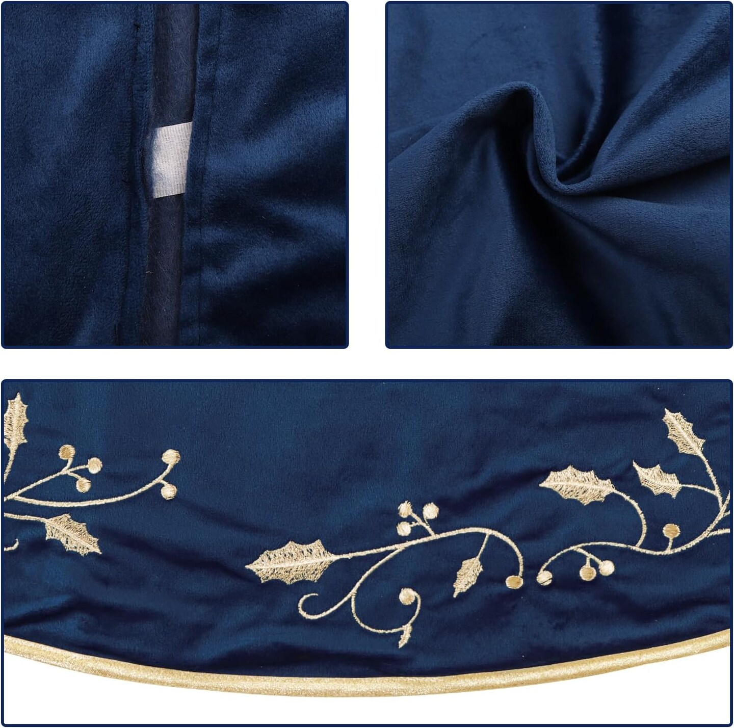 48 inches Large Velvet Fur Plush Blue Tree Skirt (Blue)