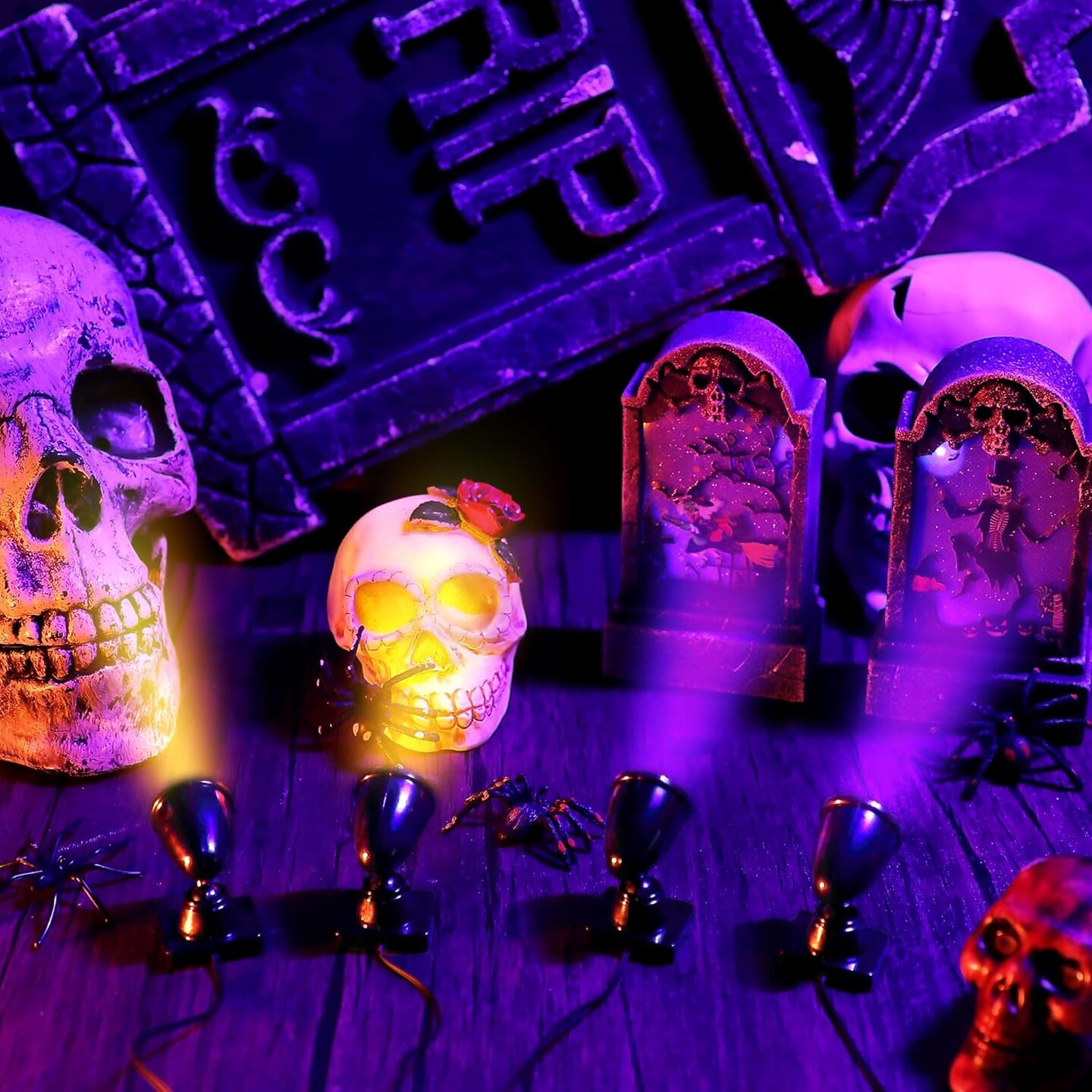 Halloween Village Collection Round Spot Light (Orange and Purple)