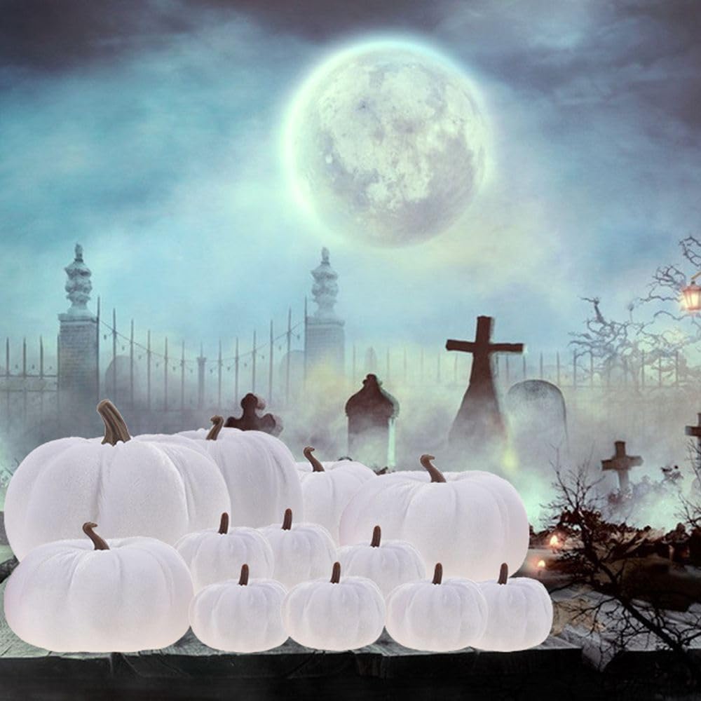 12pcs Halloween Assorted Pumpkins (White)