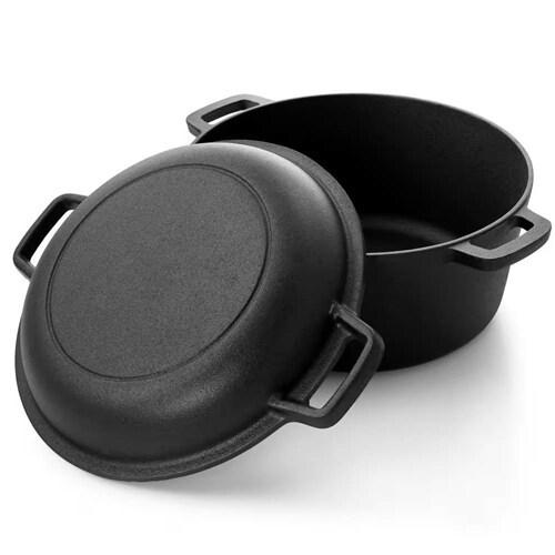 12-Piece Cast Iron Cookware Set with Skillets Dutch Oven Pizza Pan and Silicone Grips