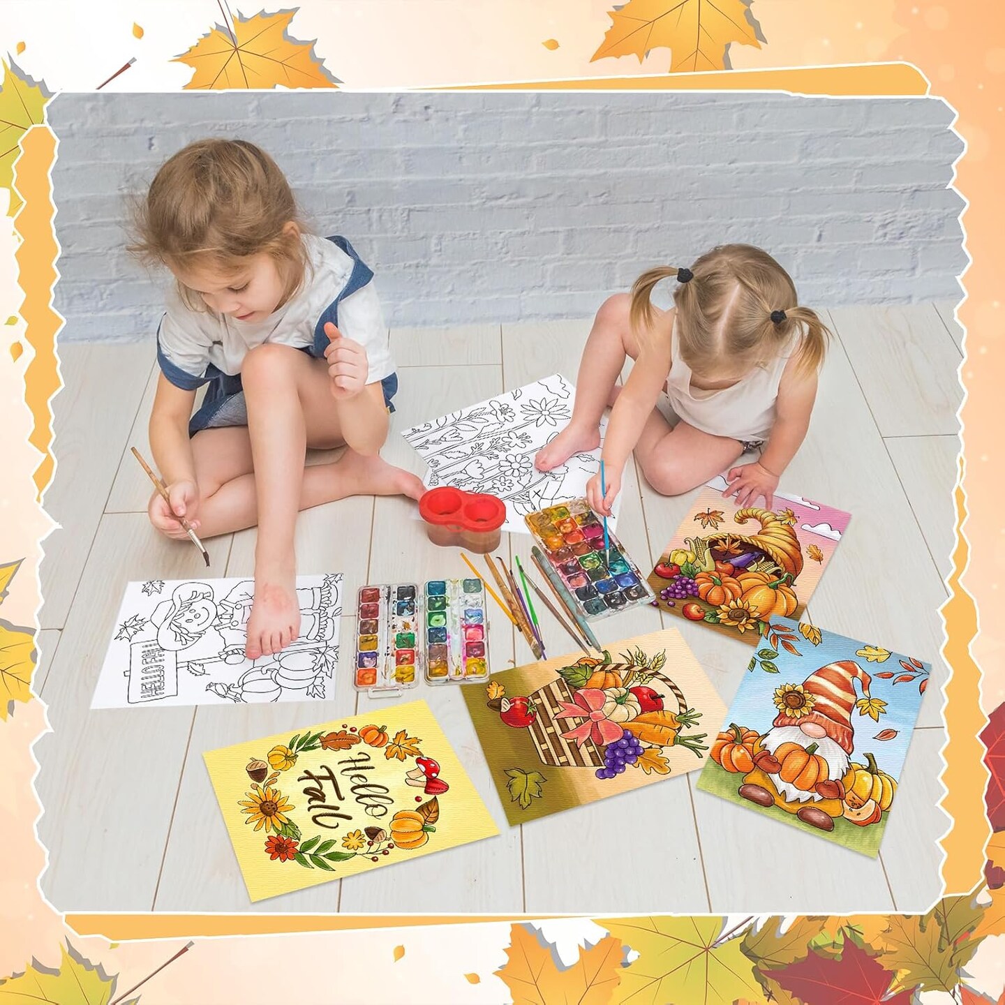 12 Packs Fall Thanksgiving Pre Drawn Canvas to Paint (Fall) 7&#x22;L x 0.7&#x22;W