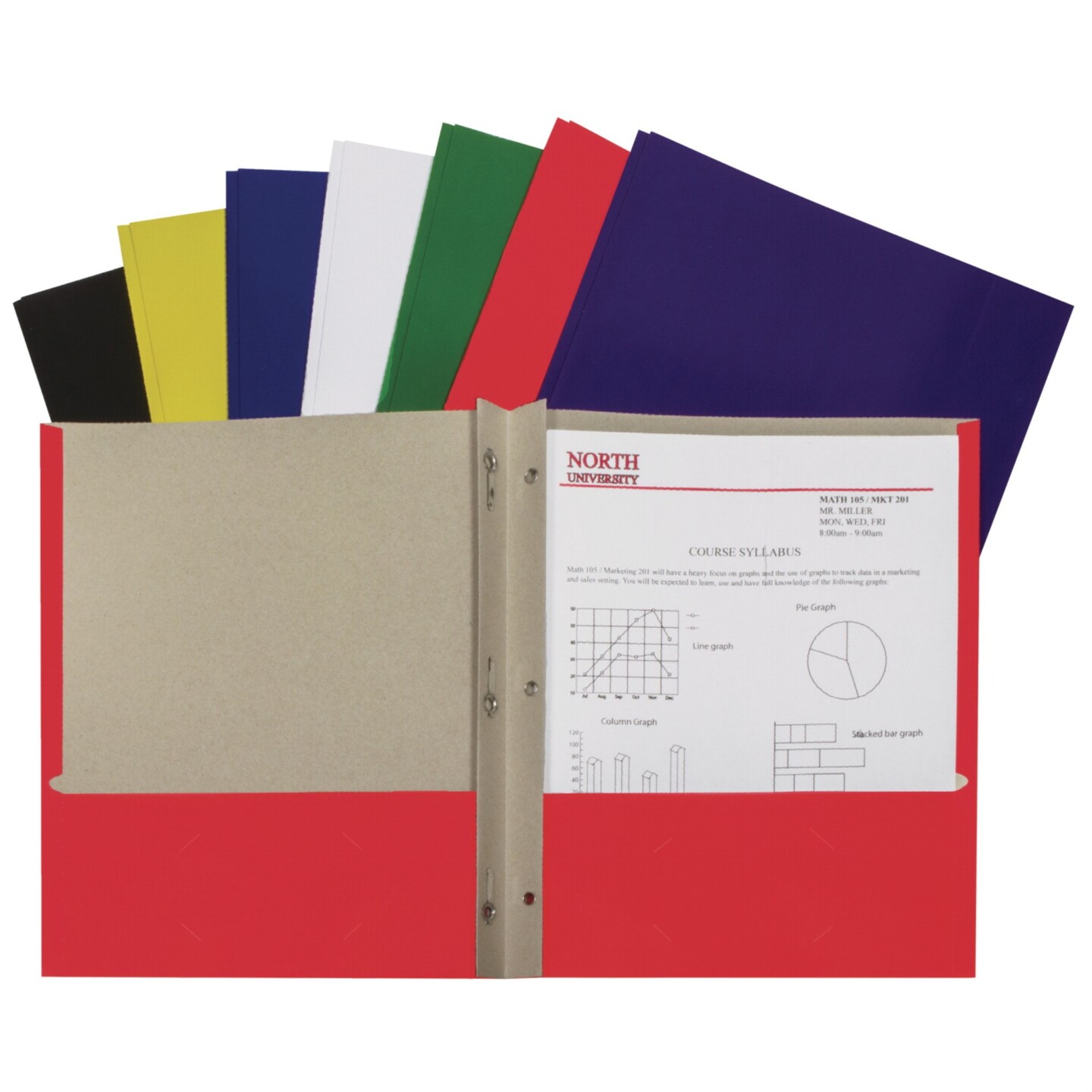 C-Line Recycled Paper Portfolio with Prongs, 2-Pockets, Assorted Colors ...