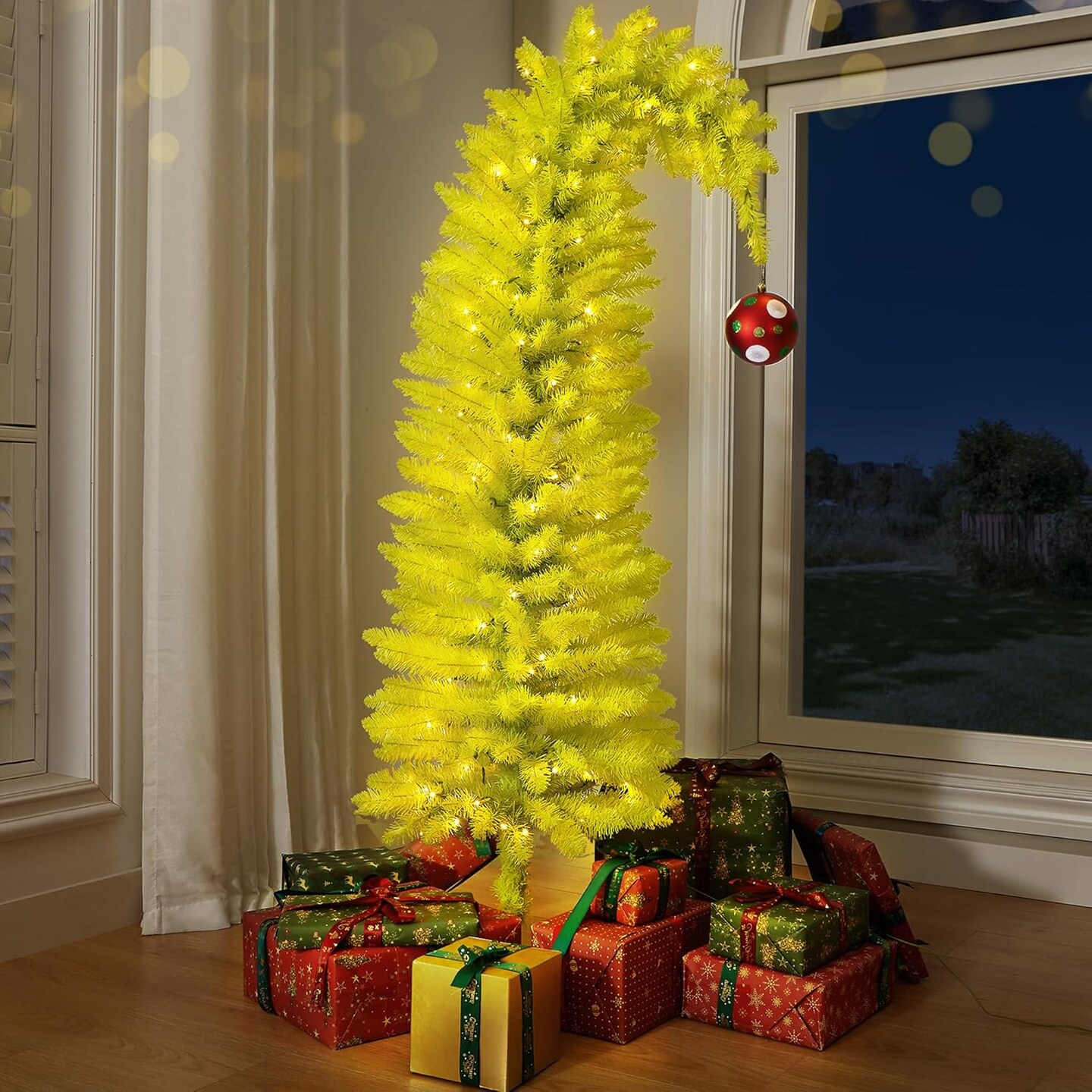 5.5 FT Pre-lit Grinchs Christmas Tree (Lime Green) 23