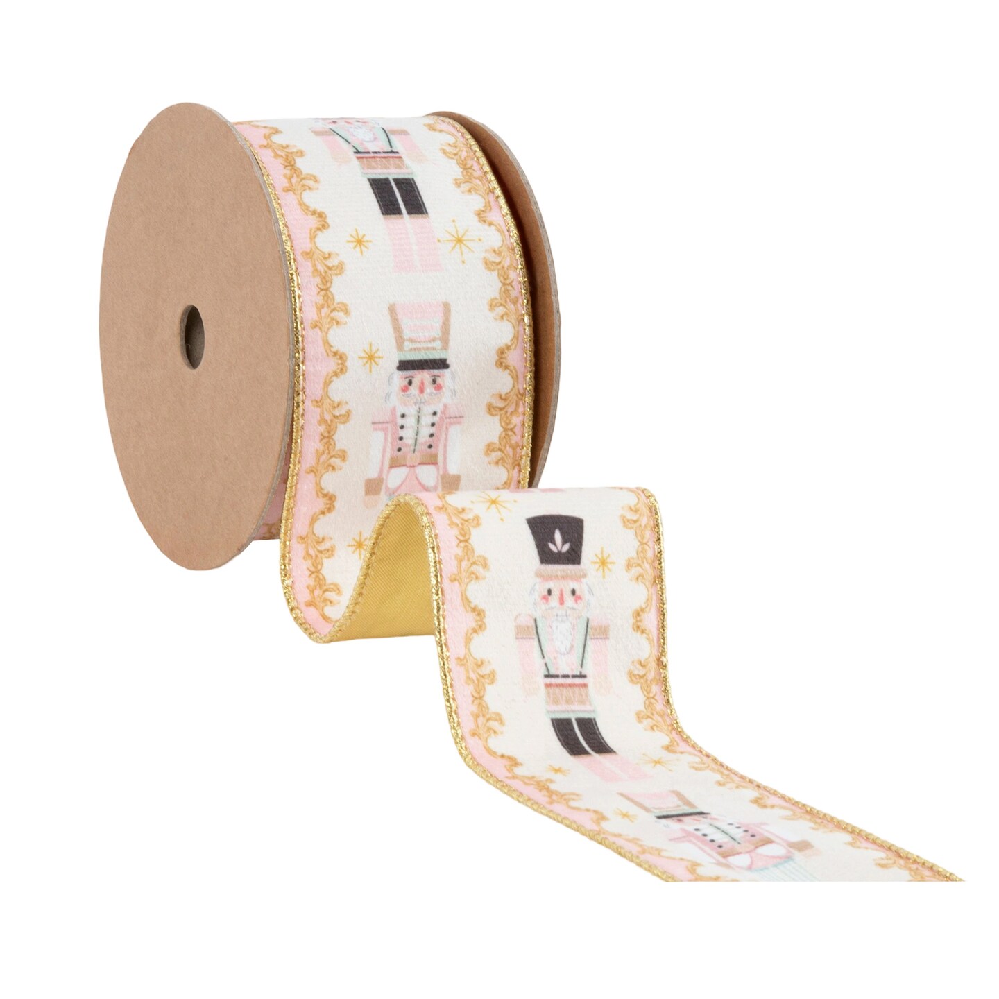 LaRibbons 2 1/2" Wired Ribbon | Pink Nutcracker | 10 Yard Spool
