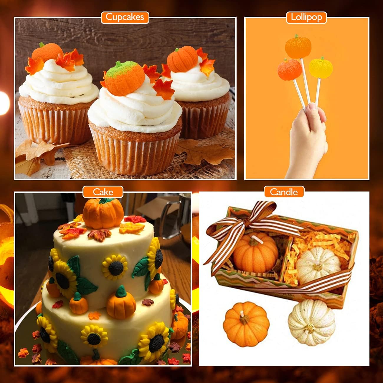 5 Pack Pumpkin Candle Molds, 3D Pumpkin Silicone Mold(Multicolor)