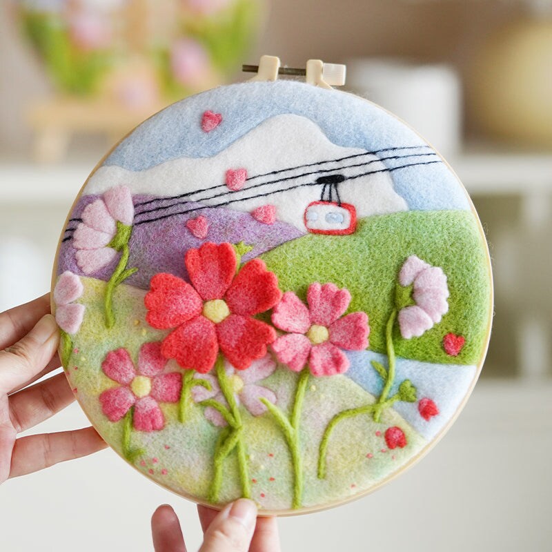 Needle Felting Kit - Wildflower Dreams. Wizardi DIY Wool Craft Kit F07N8-W441