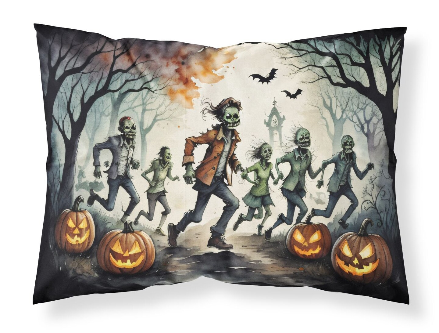 Zombies Standard Halloween Pillowcase Lightweight Black & White Decorative Artwork