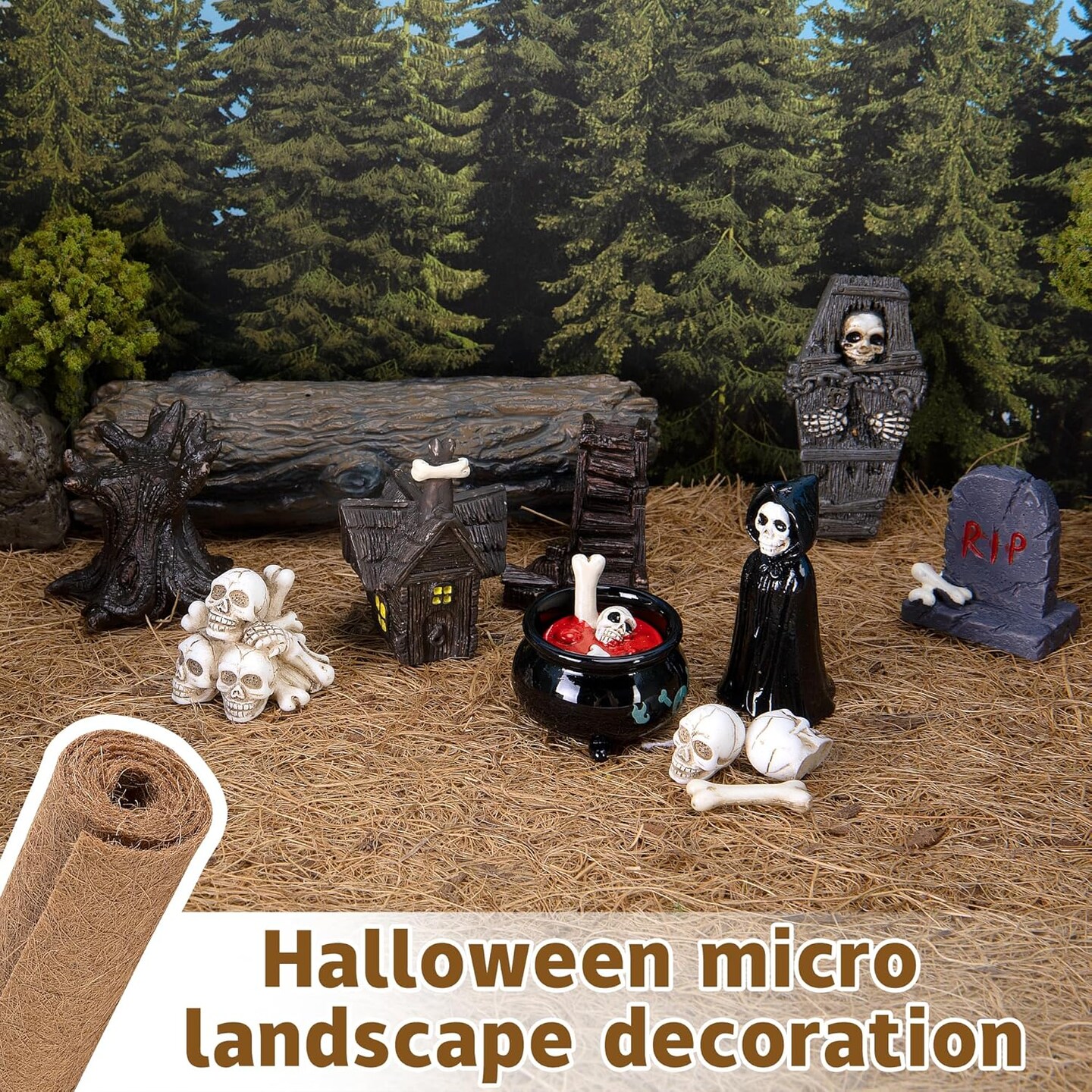 2 Pcs Halloween Village Accessories Mat - 43.3 x 15.7 Inch