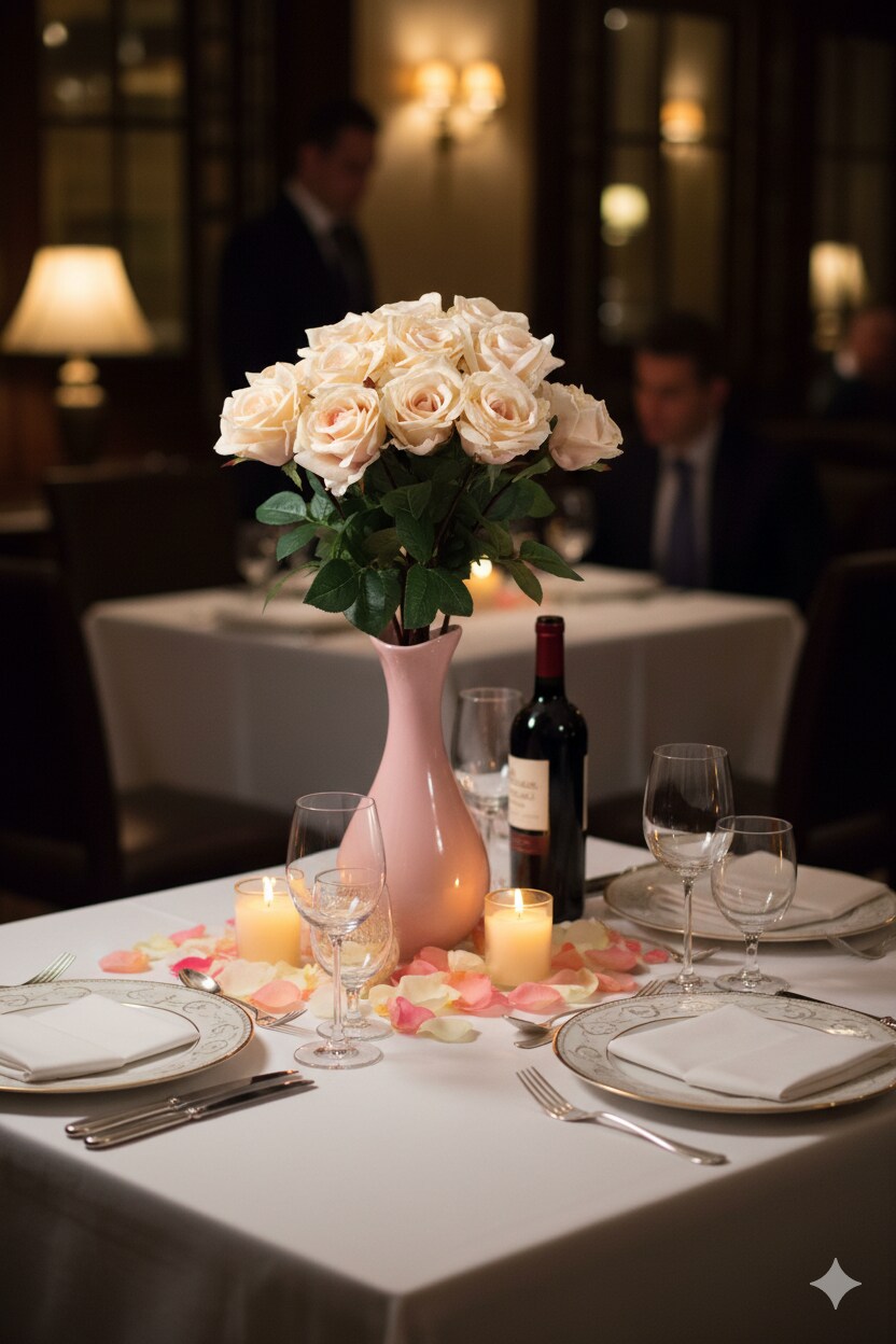 4PCS 27” Real Touch Pink Rose 4” Bloom | Lifelike Artificial Flower