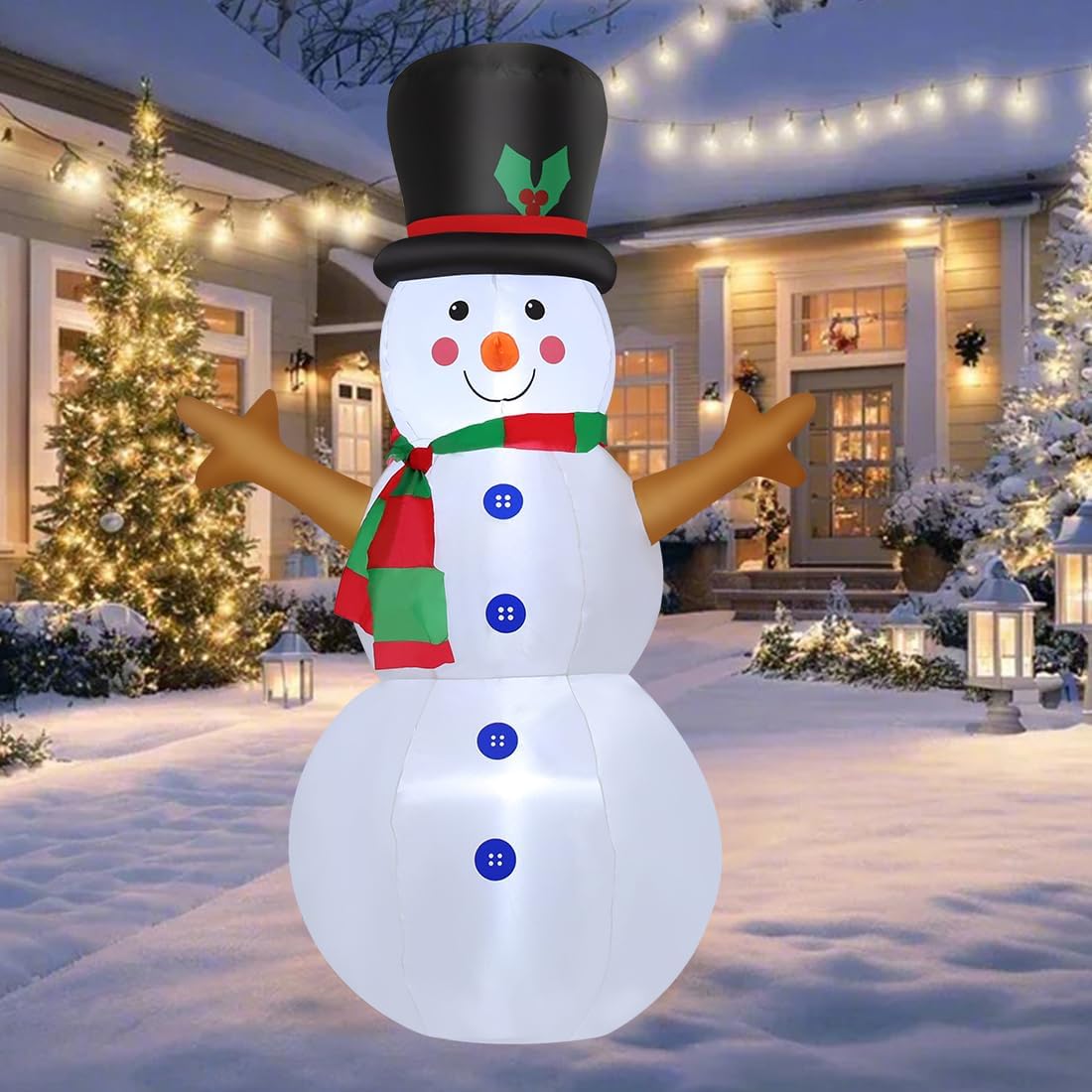 GOOSH 4 FT Christmas Inflatables Snowman Blow Up Yard Decoration with LED Lights Built-in