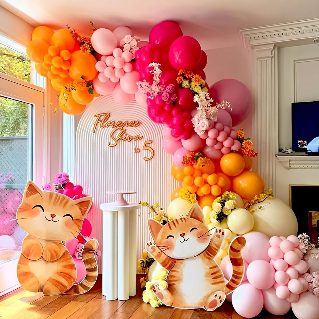 12 inch Hot Pink and Orange Balloons(Pink Orange Gold)12.6 x 8.6 x 0.3 inches