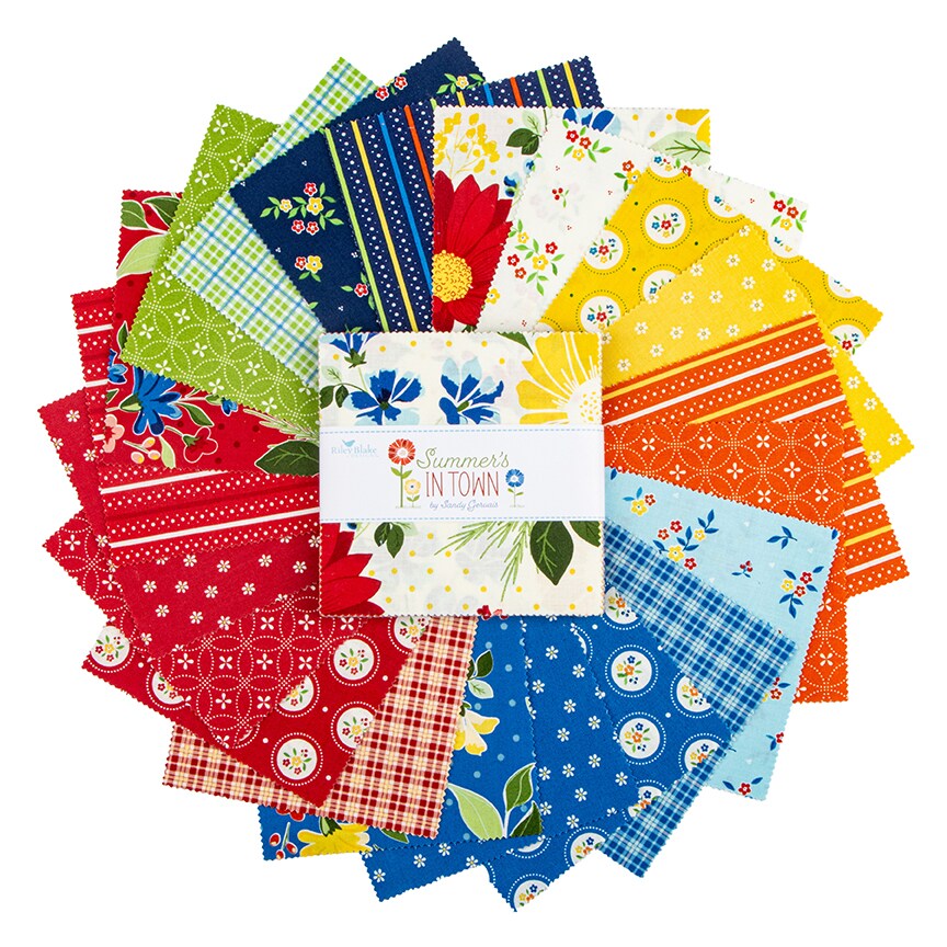 Summer's in Town 5" Square Pack (Charm Pack / 5" Stacker) by Riley Blake (5-17530-42)