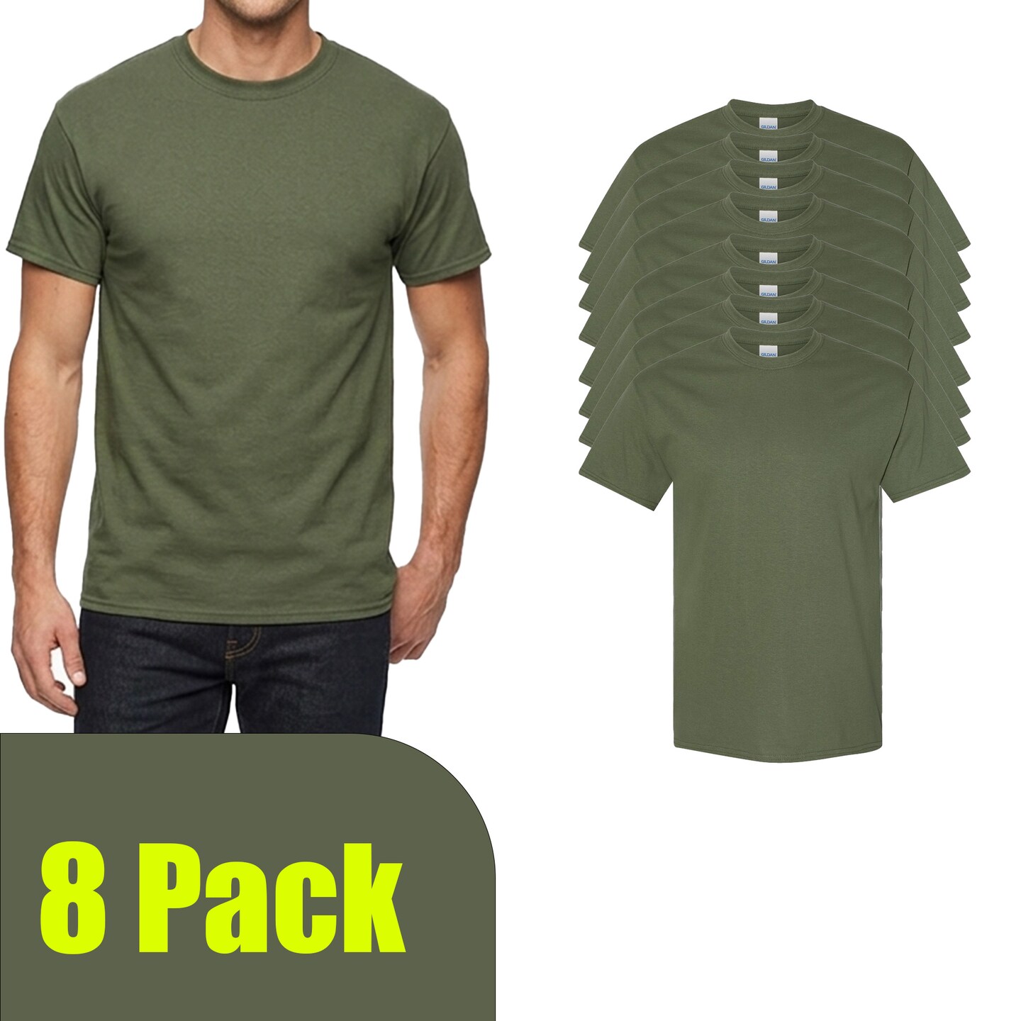 Gildan Military Green Heavy Cotton T-Shirt Blanks for DIY Crafts & Printing Projects