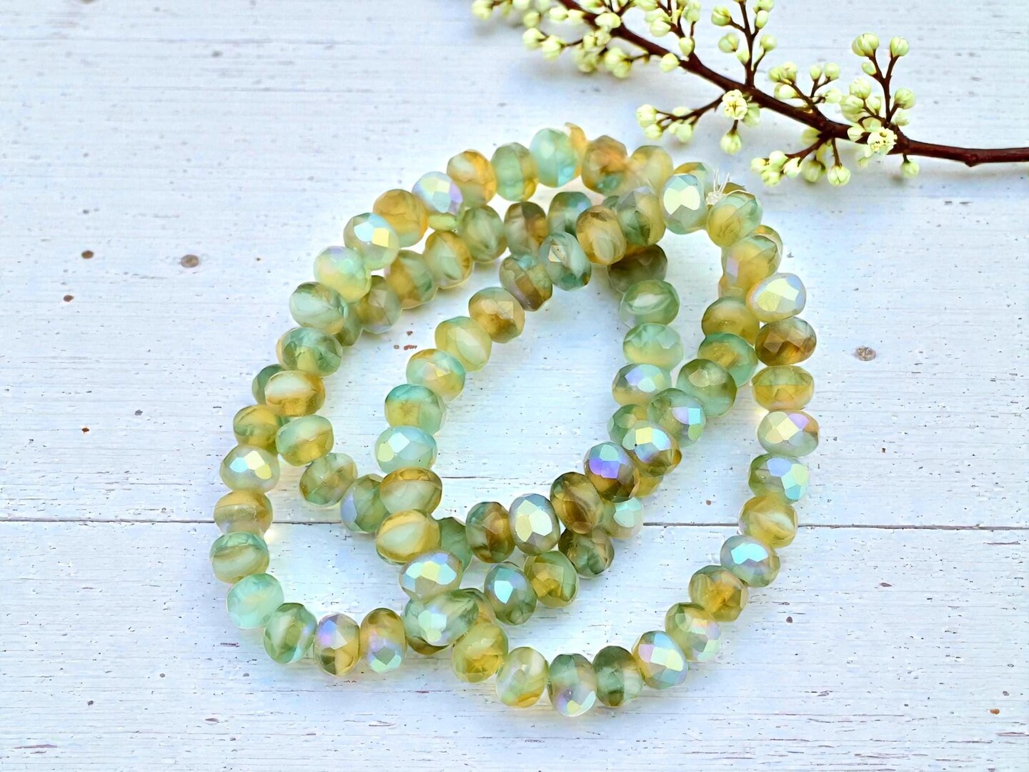 *30* 3x5mm Matte Blended Aqua Amber AB Fire Polished Rondelle Beads