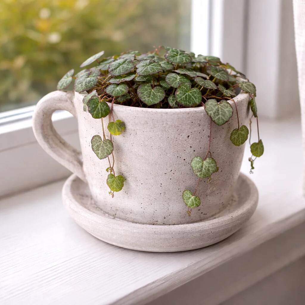 Large Cement Teacup Planter Decorative Indoor Outdoor Flower Pot