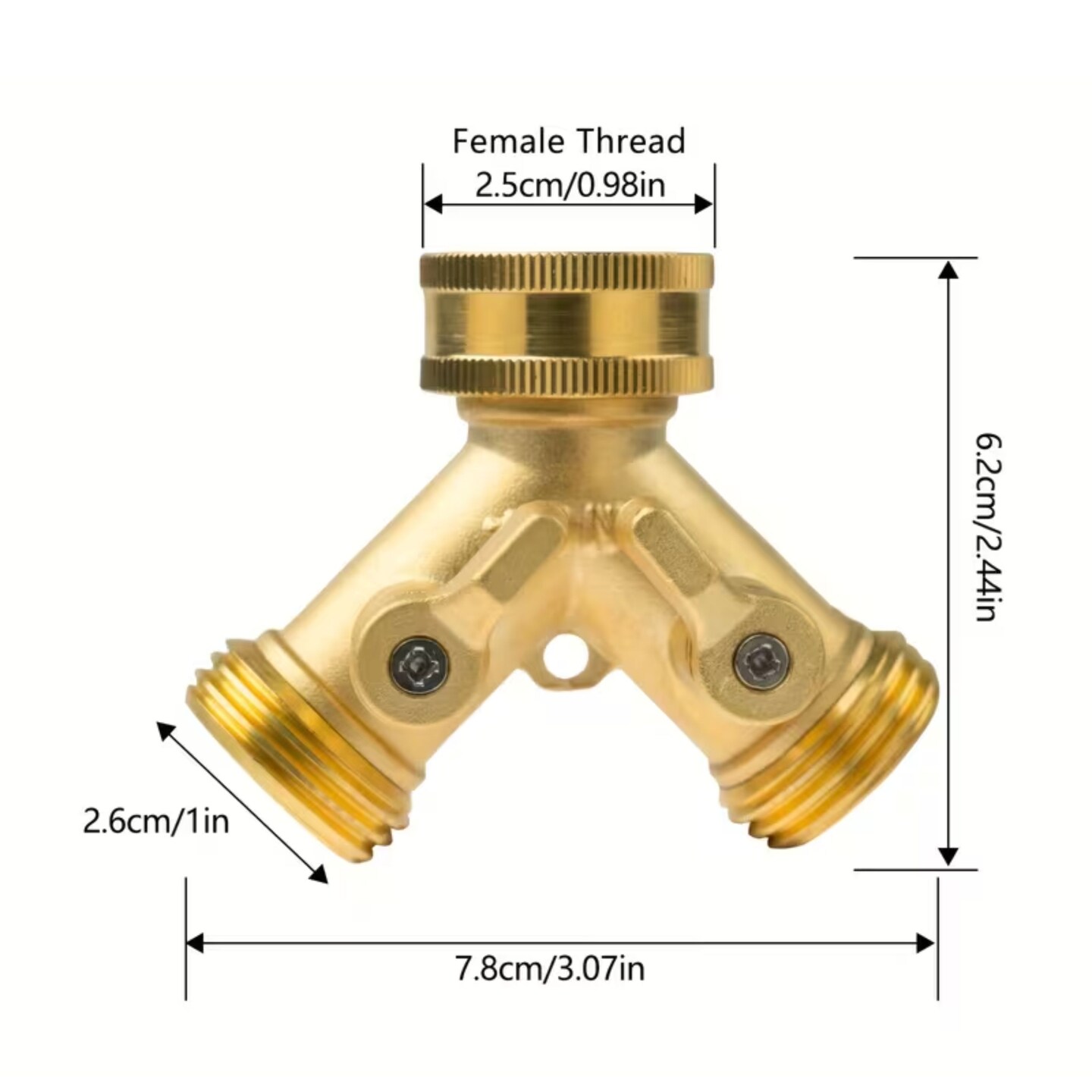 Kitcheniva 3/4" 2-Way Heavy-Duty Brass Hose Splitter with Dual Shut-Off Valve
