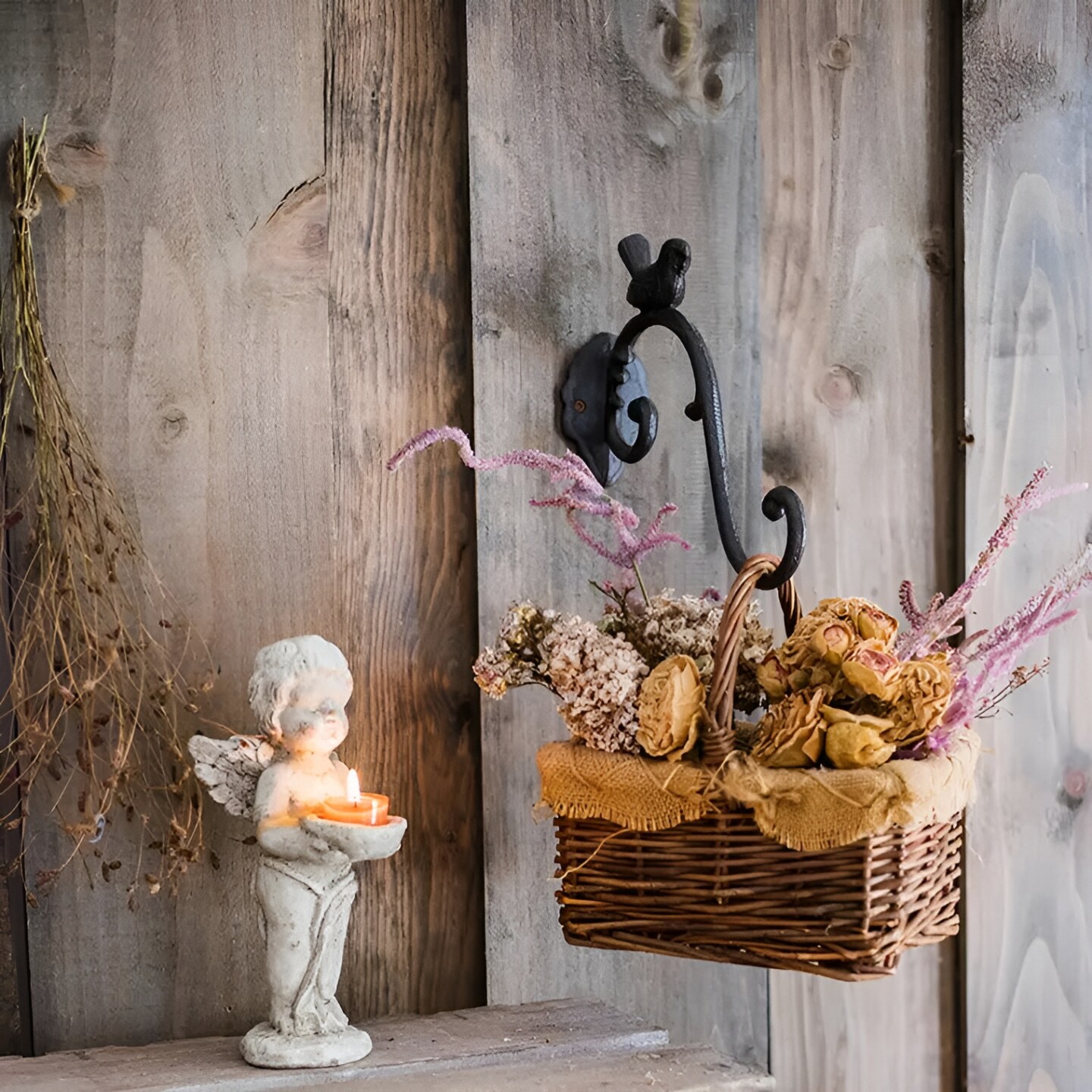 Cast Iron Bird Wall Hook Plant Hanger Bracket for Bird Feeder Lantern 11 Inch