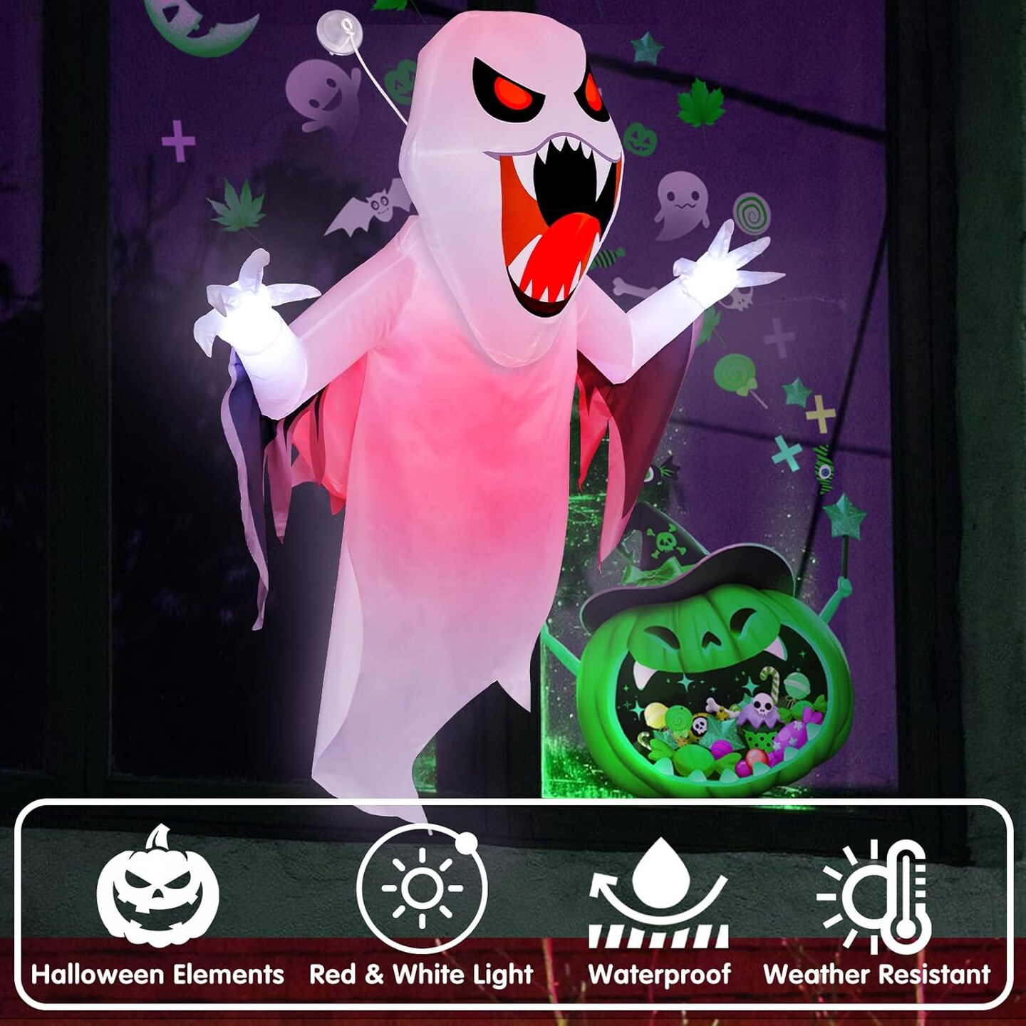 Halloween Inflatable Ghost Broke Out from Window Outdoor Indoor Blow Up Decorations