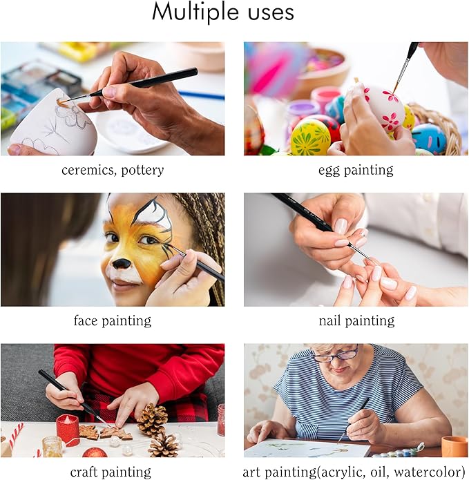 ARTIFY Miniature Detail Paint Brush Set: 9-Piece Round Small Model Paintbrushes, Thin Mini Tiny Micro Paint Brushes for Miniature Painting