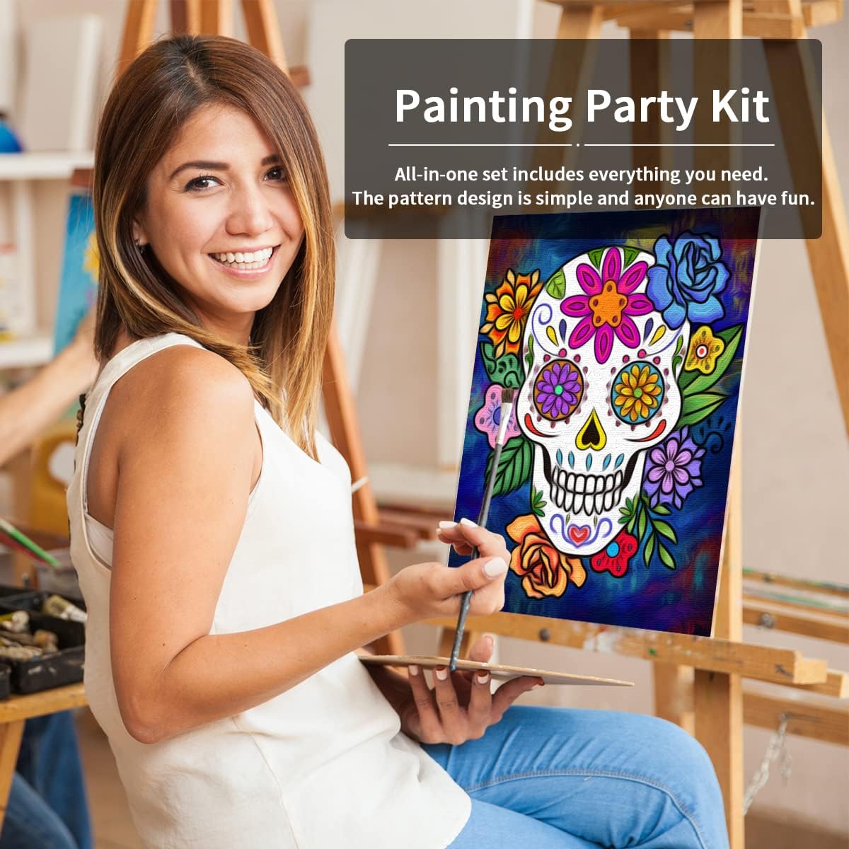 Canvas Painting Kit Pre Drawn Canvas for Painting for Adults Mexican Fiesta