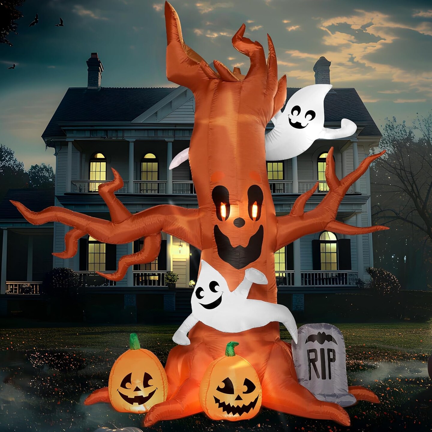 Halloween Inflatable Scary Tree with Ghost
