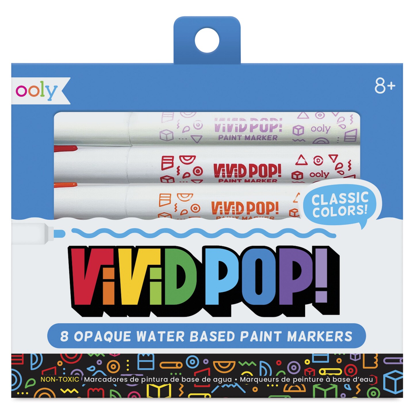 Ooly Vivid Pop! Water-Based Paint Marker Set - Primary, Set of 8