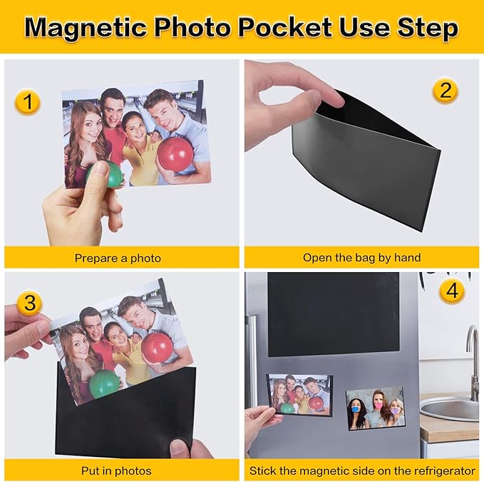 50 Pcs Magnetic picture frames for refrigerator 4x6Inch-Magnetic photo frames,Black