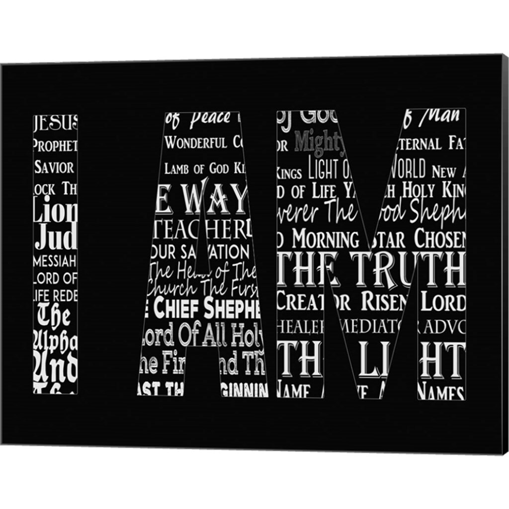 Names of Jesus I AM Silhouette Black by Inspire Me 20" x 16" Canvas Wall Art