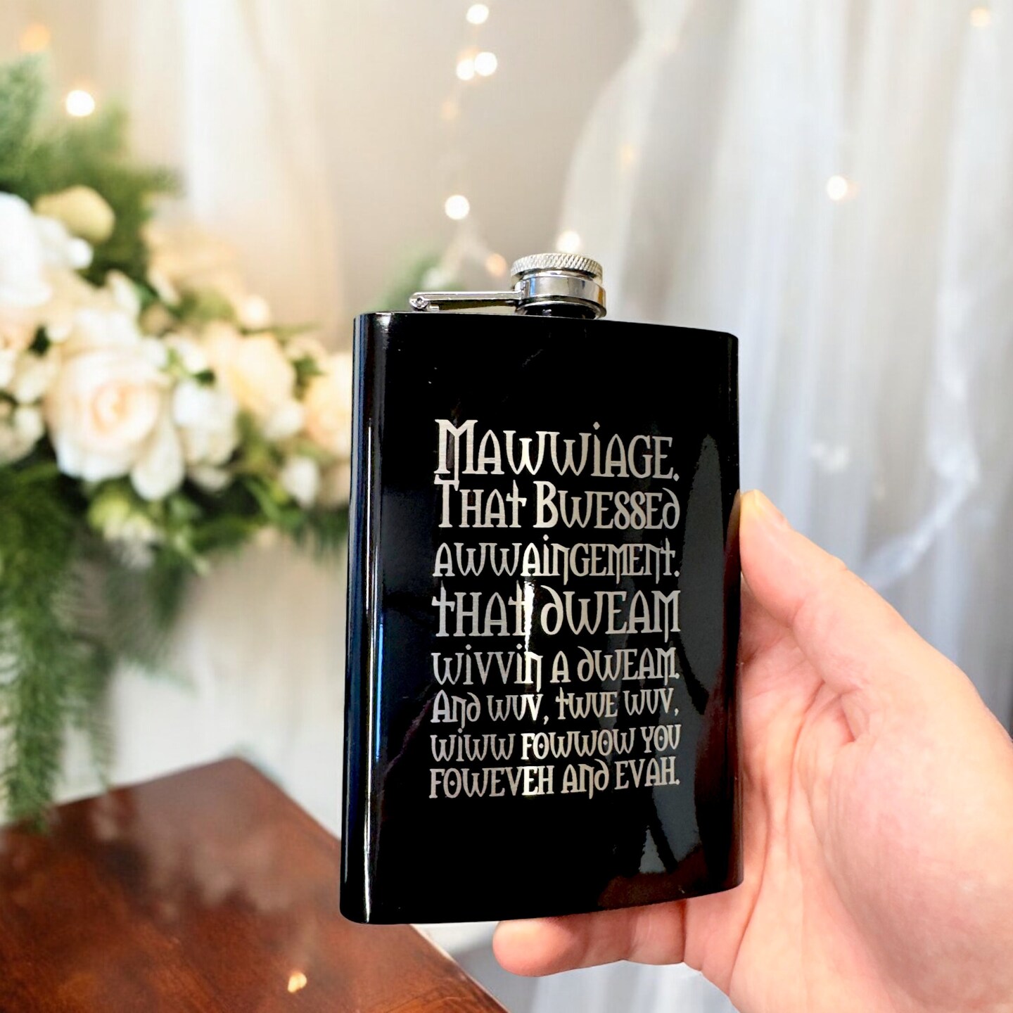 8oz BLACK Mawwiage That Bwessed Awwaingement Flask 8oz BLACK Mawwiage That Bwessed Awwaingement Flask